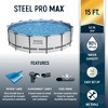 Bestway Steel Pro 15’ x 48" Round Steel Above Ground Outdoor Swimming Pool Metal Frame for Backyards, Blue - 2 of 4