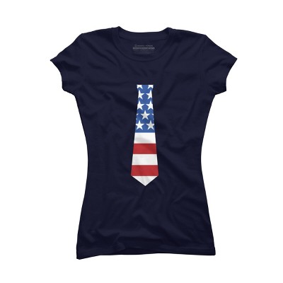 Junior's Design By Humans Fourth Of July Simple American Flag Tie By FreshDressedTees T-Shirt