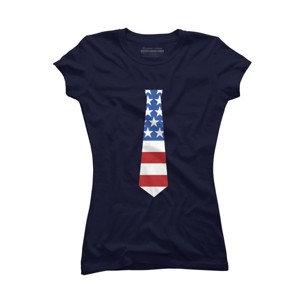 Junior's Design By Humans Fourth Of July Simple American Flag Tie By FreshDressedTees T-Shirt - 1 of 2