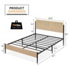 Boho Bed Frame with Natural Rattan Headboard & Solid Wood Footboard - Under Bed Storage Space - 3 of 4