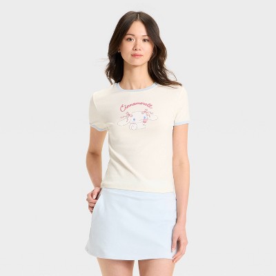 Women's Cinnamoroll Short Sleeve Graphic Baby T-Shirt - Ivory