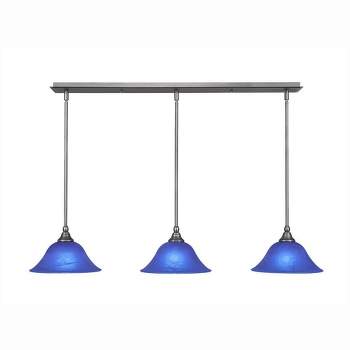 Toltec Lighting Any 3 - Light Chandelier in  Brushed Nickel with 10" Blue Italian  Shade