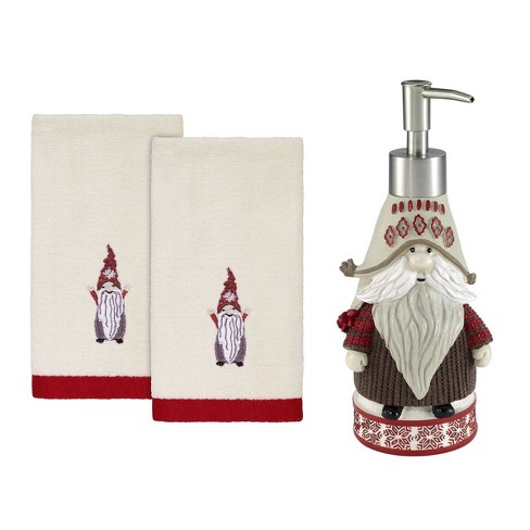 Red & Green Embroidered Holiday Gnomes 6-Piece Washcloth Set