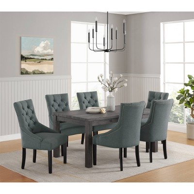 Elegant Gray Tufted Upholstered Side Chair with Black Wooden Legs