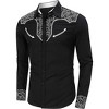 Men's Western Shirts Long Sleeve Slim Fit Embroideres Cowboy Shirts Casual Button Down Shirt - 3 of 4