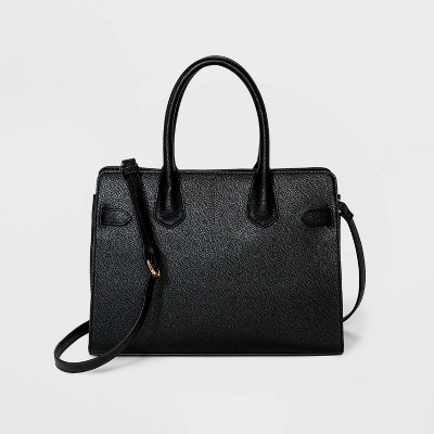 Belted Satchel Handbag - A New Day™ Black