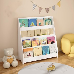 4-Tier Kids Bookshelf, Corner Storage Rack, Wooden Bookshelf for Infants and Toddlers, Stable Toddler Book Display Rack for Classrooms, Playrooms - 1 of 4