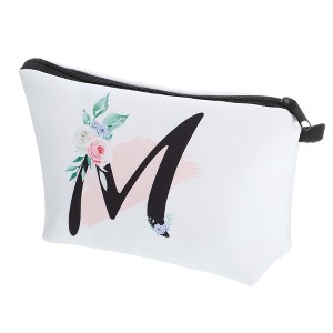Unique Bargains Large Capacity Zipper Personalized Small Makeup Bag White - 1 of 4