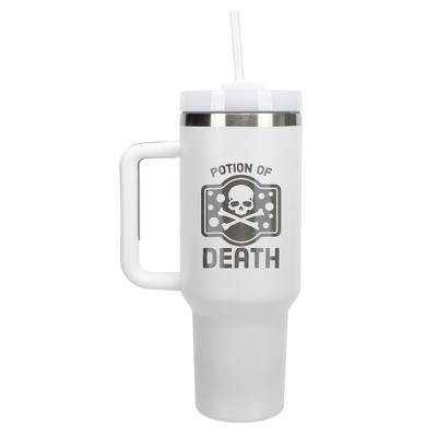 100 North Potion Of Death Video Gamer Wrap-Around 40 Oz. Stainless Steel Water Bottle Coffee Mug, Spill & Leak Resistant, Travel Tumbler with Handle,