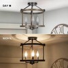 LNC LNC Ribbon 3-Lights 12-in Distressed Black and Brown Wood Grain Drum Modern Farmhouse LED Semi-flush Mount Lights - 4 of 4