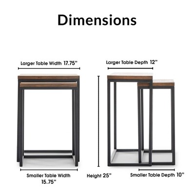 Parker Rustic Wood & Metal Nesting End Table Set - Brown