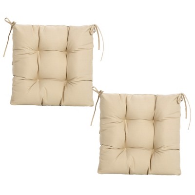 ARTPLANT Outdoor Dinning Seat Pads Cushions with Tie 19"x19"x4",Square Wicker Outdoor Tufted Chair Cushion,Set of 2