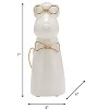 Sagebrook Home Ceramic Puppy with Glasses and Bow Tie Figurine - Contemporary White and Gold Dog Sculpture for Home or Office - 2 of 4