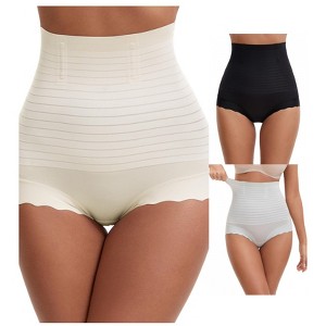 INSPIRE CHIC 3 Packs Women's High Waisted Body Shaper Shaping Tummy Control Panties - 1 of 4