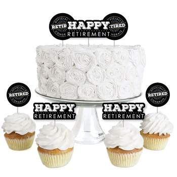 Big Dot of Happiness Happy Retirement - Dessert Cupcake Toppers - Retirement Party Clear Treat Picks - Set of 24