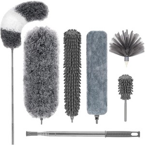 7 PCS Microfiber Feather Duster with Extension Pole, Reusable Bendable Cobweb Duster for High Ceiling and Blinds - 1 of 4