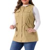 Women's Plus Size Utility Sleeveless Anorak Cargo Drawstring Fashion Vests - Agnes Orinda - 2 of 4