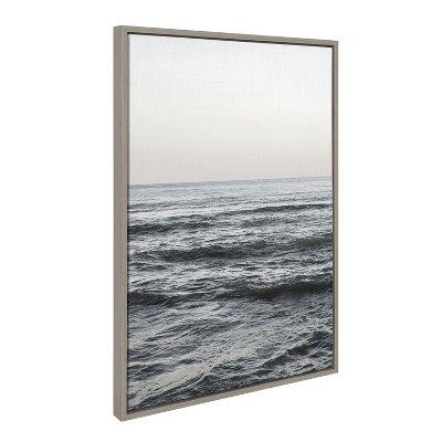 Calm Ocean Vibes Gray Canvas Landscape Print, 23x33