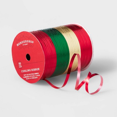 4 End Curl Ribbon Red/Green/Gold 70ft - Wondershop™