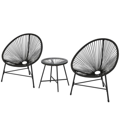 Rattan Egg Chair Three-Piece Set with Iron and Rattan Frame, Durable Construction, Stylish Design, Comfortable Seating, and Lightweight