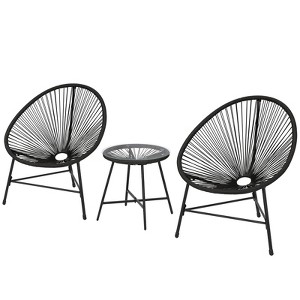 Rattan Egg Chair Three-Piece Set with Iron and Rattan Frame, Durable Construction, Stylish Design, Comfortable Seating, and Lightweight - 1 of 4