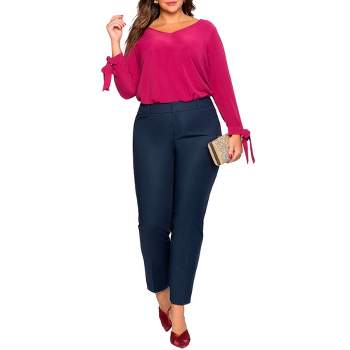 Eloquii Women's Plus Size Tall Kady Fit Double-weave Pant, 18 - Black :  Target