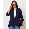 WhizMax Women's Plus Size 3/4 Sleeve Open Front Blazer Casual Long Sleeve Cardigan Jacket Office LongLine Pelpum Blazer - 2 of 4
