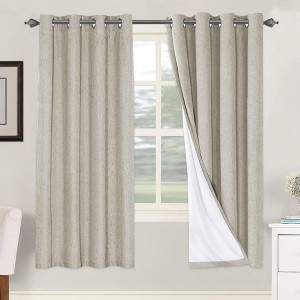 H.Versailtex Linen 100% Blackout Curtains Thermal Insulated Linen Drapes, Grommet White Liner Sold of 2 Panels - 1 of 4
