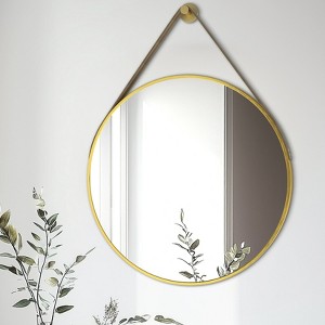 ARTLOGE 24/28/31.5in Round Wall Mirror Bathroom Mirrors with Leather Strap for Over Sink, for Living Room Entryway Wall Decor - 1 of 4