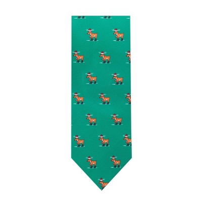 Jacob Alexander Men's Christmas Rudolph Reindeer Pattern Regular Length Neck Tie - Green