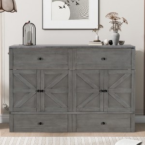 Full/Queen Size Murphy Bed with Large Drawers & USB Ports - ModernLuxe - 1 of 4