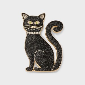 SUGARFIX by BaubleBar Feline Eerie Brooch - Black - 1 of 2