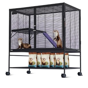 EcoSummer 39" Small Animal Cage on Wheels, Metal Chinchilla & Hamster Cage with Removable Ramp and Tray for Rabbits & Guinea Pigs. - 1 of 4