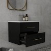 Gulches 24 in 1 Sink Wall-Mounted Vanity Black Bath Vanity with White Ceramic Top Double Drawers Gold Metal Long Handle - 3 of 4