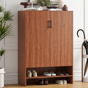 SEVOBAL Shoe Cabinet 7 Tier 28 Pairs Shoe Cabinet Storage Entryway Hidden Narrow Shoe Cabinets Adjustable Shelves Hallway, Brown, 13.7"*31.49"*45.27" - 1 of 4