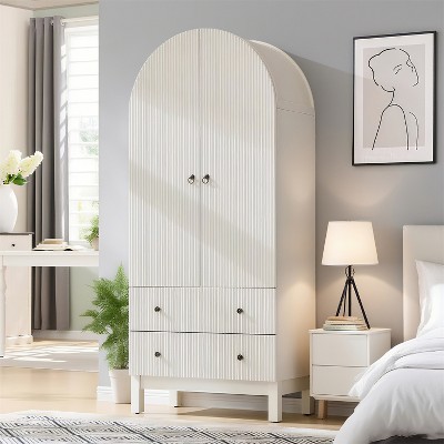 SinCiDo Arched Cabinet, 71 "High Pantry Cabinet, with Adjustable Shelves and 2 Large Drawers, Cabinet, for Living Room, Bathroom, Kitchen
