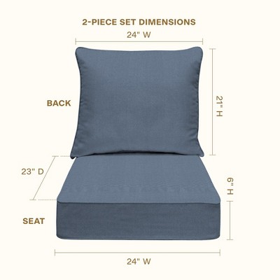Heathered Solid Blue Outdoor Deep Seating Cushion Set