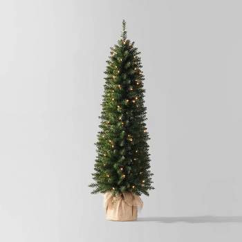 5' Pre-lit Alberta Spruce with Burlap Base Artificial Christmas Tree Clear Lights - Wondershop™