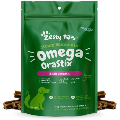 Zesty Paws Hemp Elements Omega Orastix for Dogs - Peppermint Flavor - 12oz