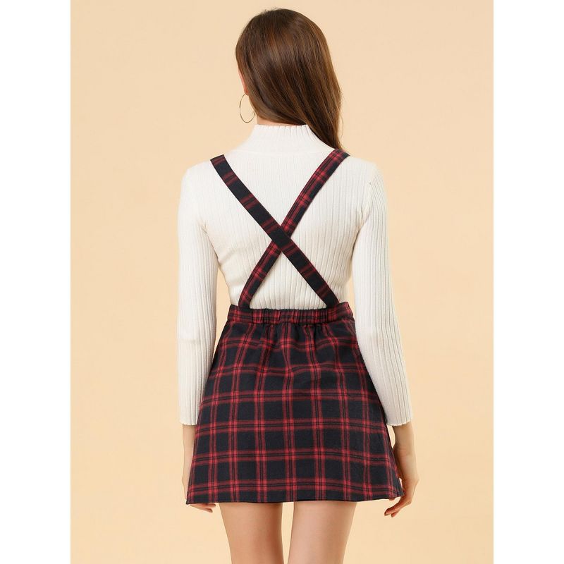 Allegra K Women's Checks Adjustable Strap Pinafore Overall Suspender Skirt, 5 of 7