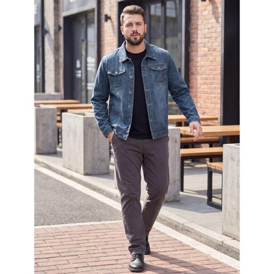 Мужские куртки INSPIRE CHIC Men's Denim Vintage Button Down Spring Trucker Jean Jacket Coat Medium Blue — фото 5