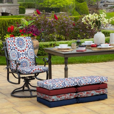 Clark Blue Floral Print Outdoor Midback Dining Chair Cushion