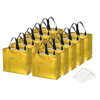 Unique Bargains Reusable Non-Woven Metallic Shiny Finish Gift Goodie Bags 12 Pcs