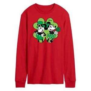 Men's - Disney - Mickey Minnie Shamrock Long Sleeve Graphic T-Shirt - 1 of 3