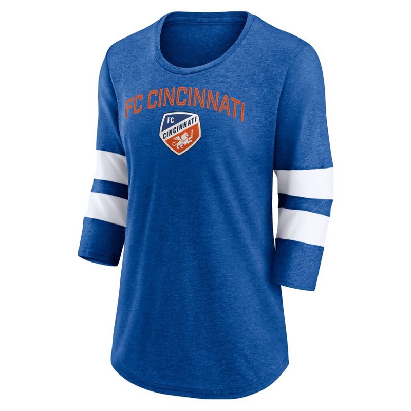 MLS FC Cincinnati Women&#39;s 3/4 Sleeve Triblend Goal Oriented T-Shirt, 2 of 4