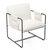 DOMETOUR 2Pcs White Upholstered Hanging Armchair with Pocket, Metal Frame, Foam Cushions, Skin-Friendly Braid for Living Room/Bedroom - 3 of 4