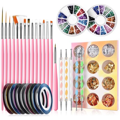 Saviland Pro 33PC Nail Artistry Vault - AB Rhinestones, Loose Glitter & Taping Tools for Multi-Style Salon Design (Size: 33 Count)