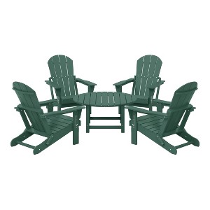 WestinTrends Malibu 5-Piece HDPE Folding Adirondack Chair Outdoor Patio Conversation Set - 1 of 4