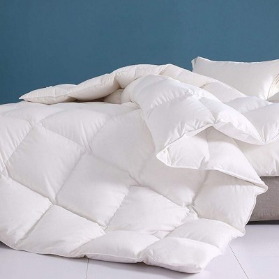 APSMILE Organic Feathers Down Comforter, 100% Cotton All Season Duvet Insert, Fluffy Medium Warm Bed Comforter