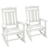 Outsunny 2 Pc Outdoor Rocking Chair, Traditional Slatted Porch Rocker with Armrests, Waterproof HDPE, Light Gray - 4 of 4